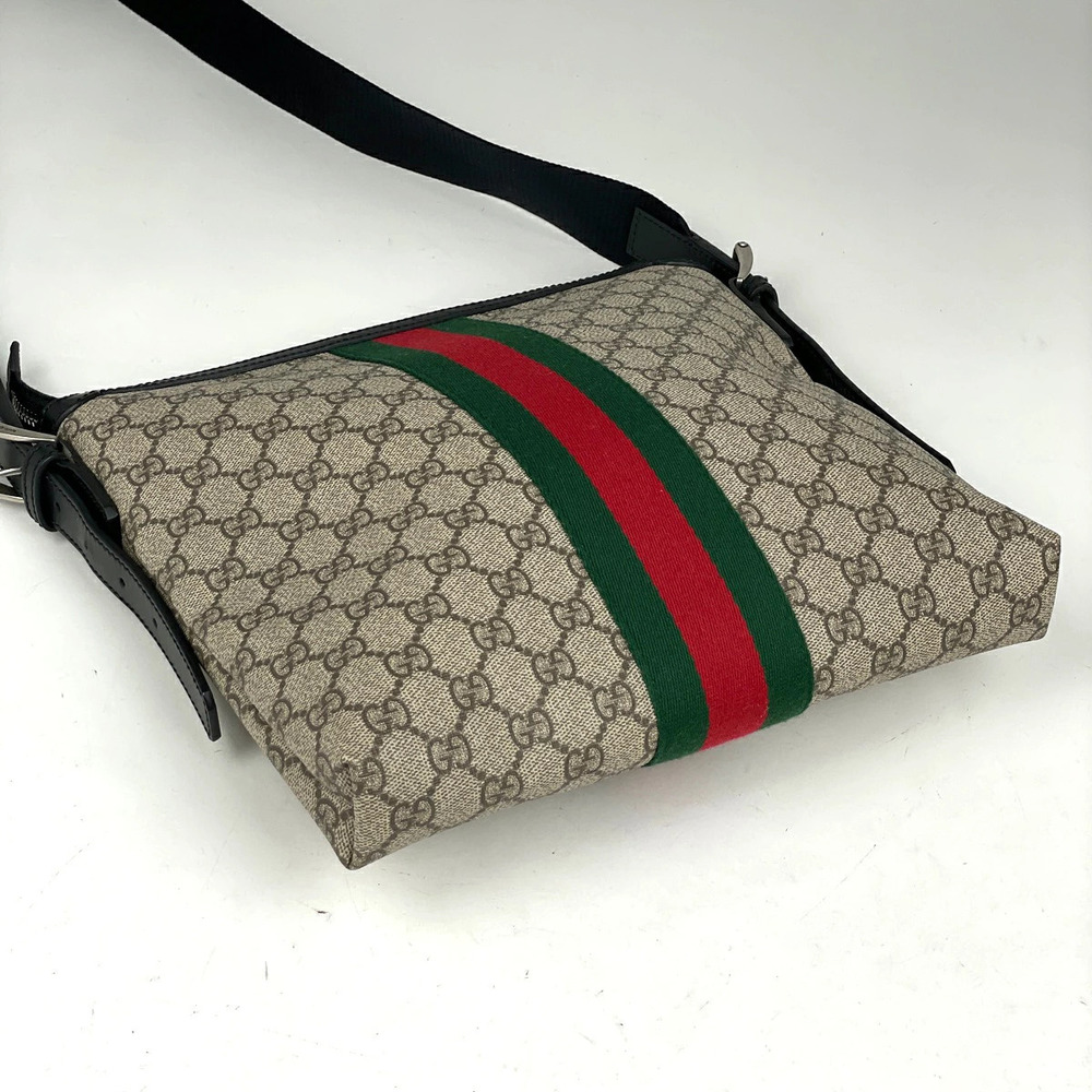 Gucci canvas shoulder web Sherry bag beige GG black messenger